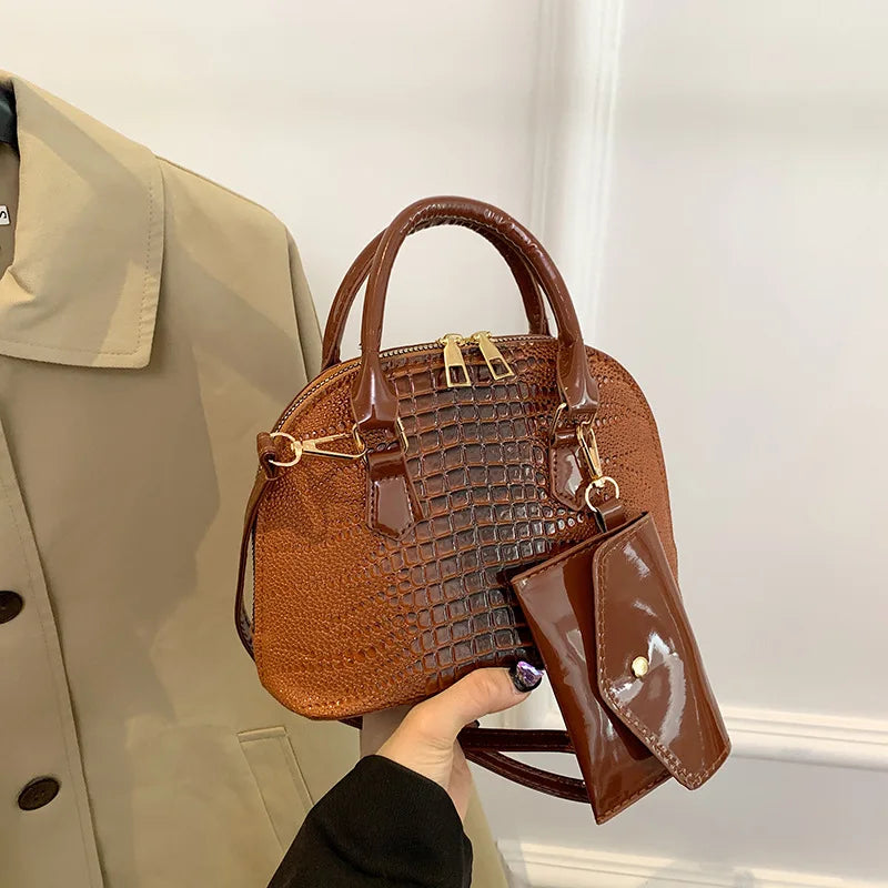 Crocodile Pattern Top Handle Tote Bag for Women