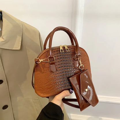 Crocodile Pattern Top Handle Tote Bag for Women