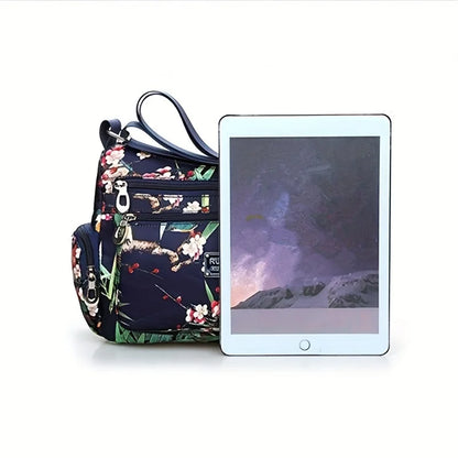Floral Print Crossbody Bag Trendy Nylon Shoulder Bag Women S Multi Layer Messenger Bag Travel