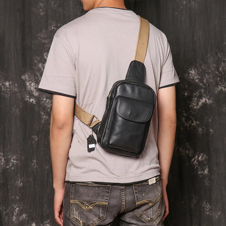Men S Multi-Function Mobile Phone Storage Women Real Leather Shoulder Diagonal Cross Backpack Large