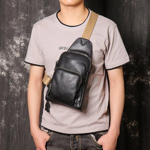 Men S Chest Bag Made Genuine Leather Women S Crossbody Bag Made Cowhide