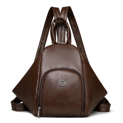 3-in-1 Convertible Leather Backpack – Anti-Theft Women's Daypack