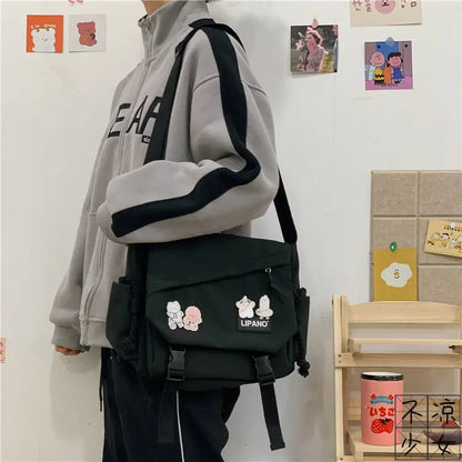 Canvas Crossbody Messenger Bag – Cute Casual Shoulder Bag for Women