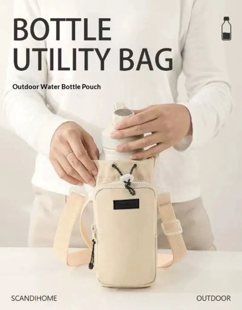 Unisex Water Bottle Holder Strap Insulation Water Bottle Carrier Bag Phone Pocket Water Bottle Sling