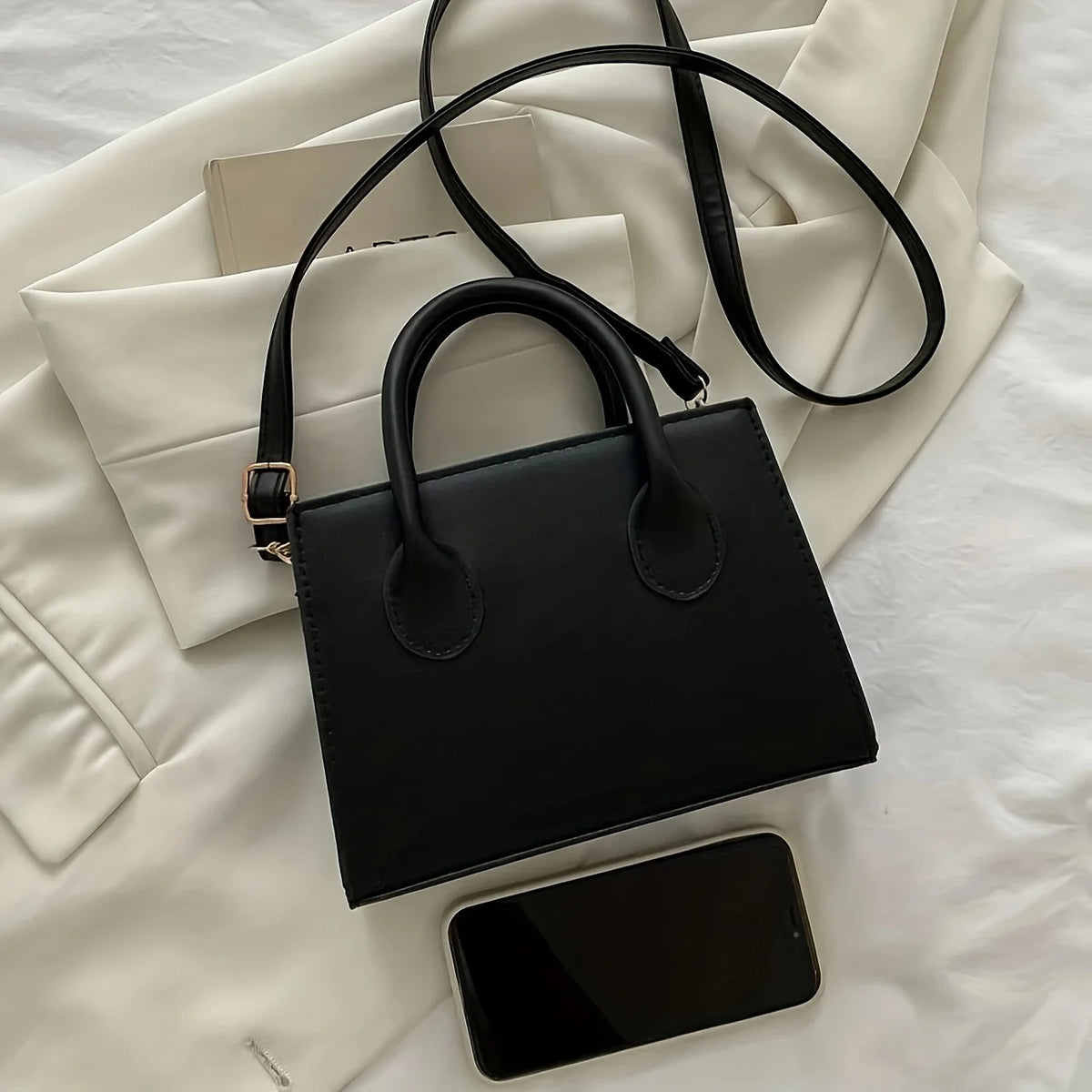 Mini Square Handbag – Minimalist Top Handle Crossbody Shoulder Bag
