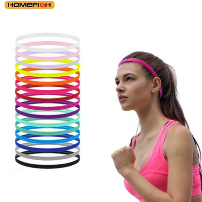 Homefish 2pcs Elastic Silicone Sport Headband Anti Slip Lightweight Hairband Men Women Fitness Gym