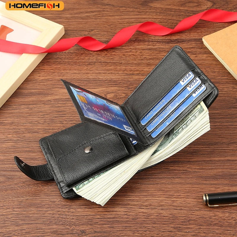 1 Homefish Slim Male Short Leather Wallet Multi Card Holders Design