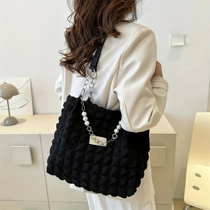 Large Capacity Cloud Tote Bag – Quilted Nylon Women's Shoulder Bag
