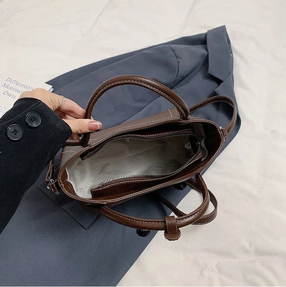 Leather Tote Bag – Vintage Top Handle Crossbody Handbag for Women
