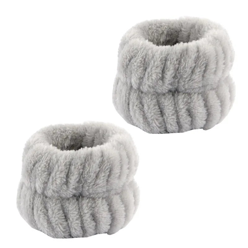 Coral Fleece Spa Headband & Wristband Skincare Set