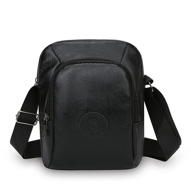 Vintage Leather Men's Crossbody Bag – Multi-Pocket Shoulder Purse