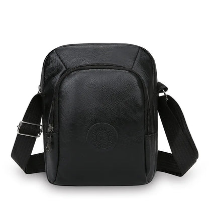 Vintage Leather Men's Crossbody Bag – Multi-Pocket Shoulder Purse