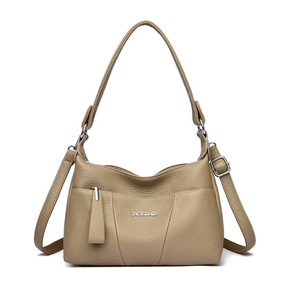 2-Layer PU Leather Crossbody Shoulder Bag for Women