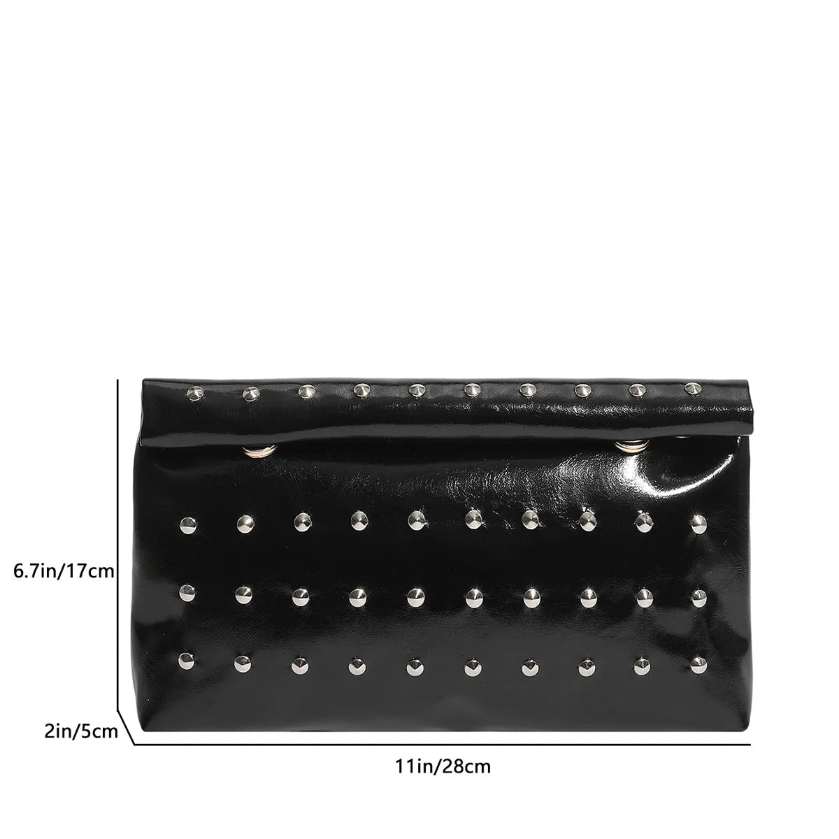 Light Luxury Clutch Bag Glitter Pu Leather Evening Rivet Solid Color Handbag Banquet Dance