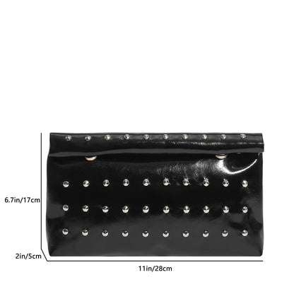 Light Luxury Clutch Bag Glitter Pu Leather Evening Rivet Solid Color Handbag Banquet Dance