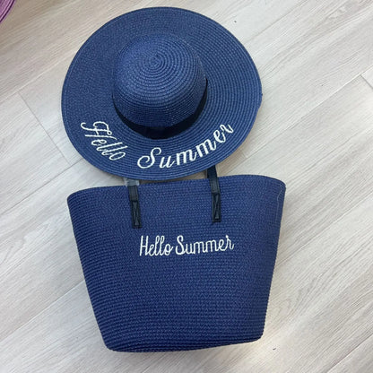 Summer Large Brim Sun Protection Hat Beach Vacation Travel Large Capacity Handbag Shoulder Bag