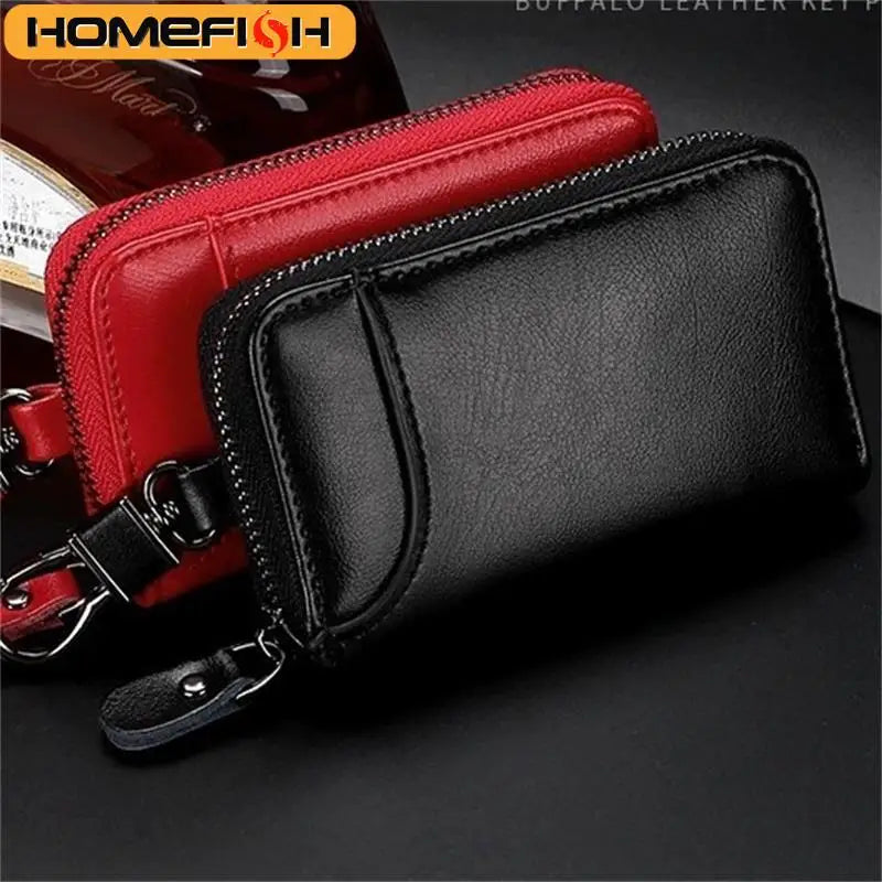 Homefish Multifunctional Mini Key Bag Genuine Leather Keychain Men Women Portable Car Key Case