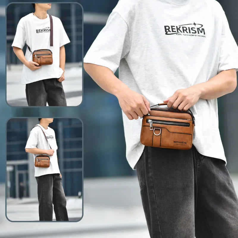 Men S Multi-Functional Crossbody Bag Large-Capacity Hand-Held Waterproof Single-Shoulder Backpack