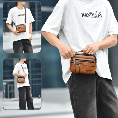 Men S Multi-Functional Crossbody Bag Large-Capacity Hand-Held Waterproof Single-Shoulder Backpack