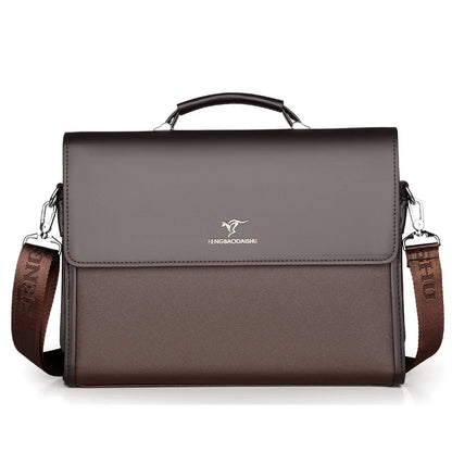 Men Carry Business Horizontal Commuting Work Documents Multi-Layer Large Capacity Briefcase Shoulder