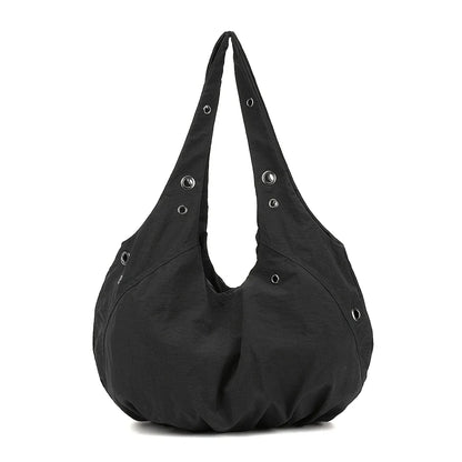 Women's Nylon Hobo Tote Bag – Spacious Shoulder Bag with Grommet Detail