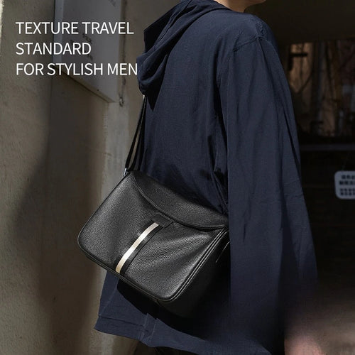 Men S Cross-Body Bag Leather Business Leisure Single Shoulder Back Head Layer