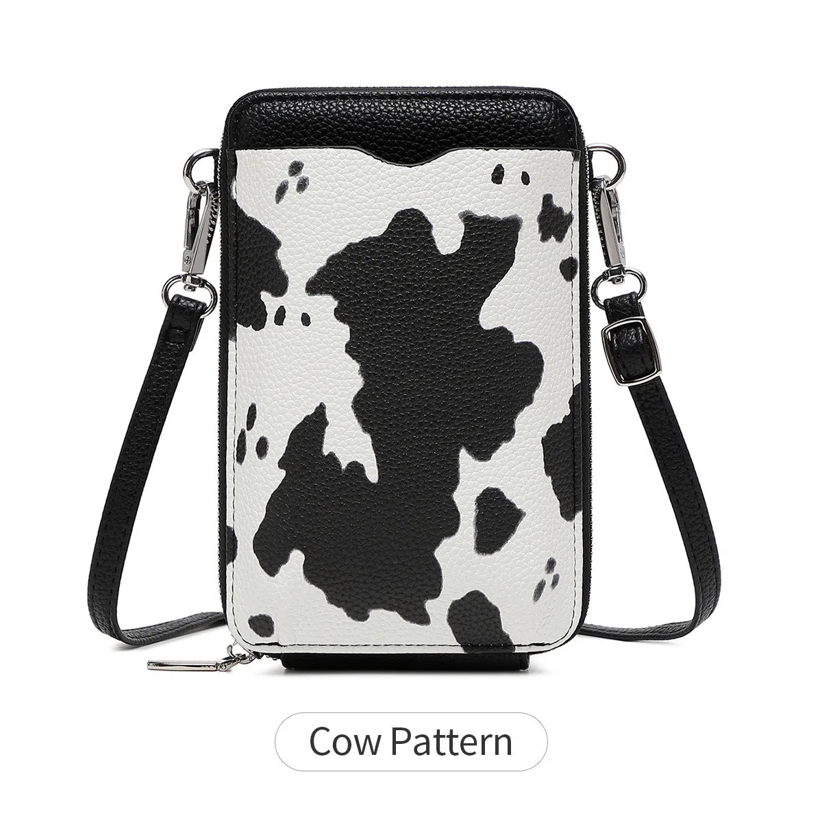 Lychee-Patterned Soft Leather Vertical Zipper Mobile Phone Bag Large-Capacity Women S
