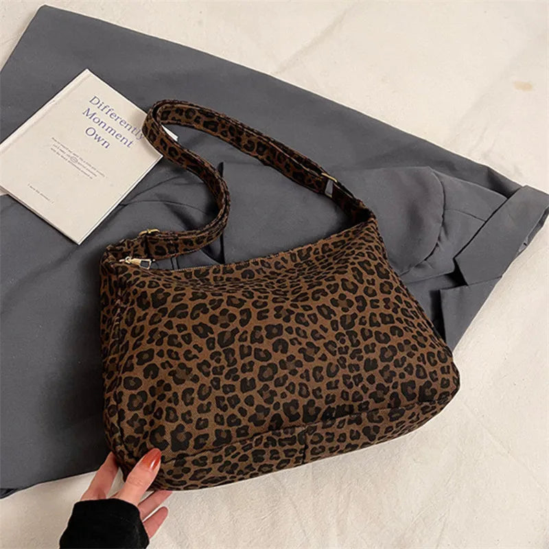 Chic Leopard Print Hobo Bag Soft Tote Shoulder Bags Adjustable Strap - Soft