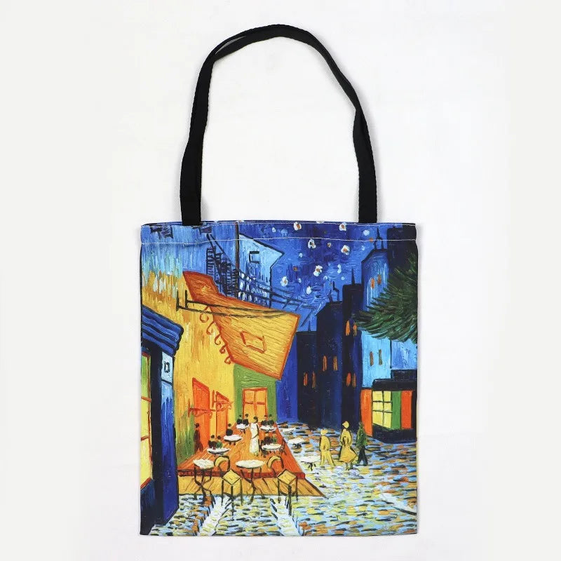 Van Gogh Starry Night Canvas Tote Bag – Art-Inspired Women's Shoulder Bag