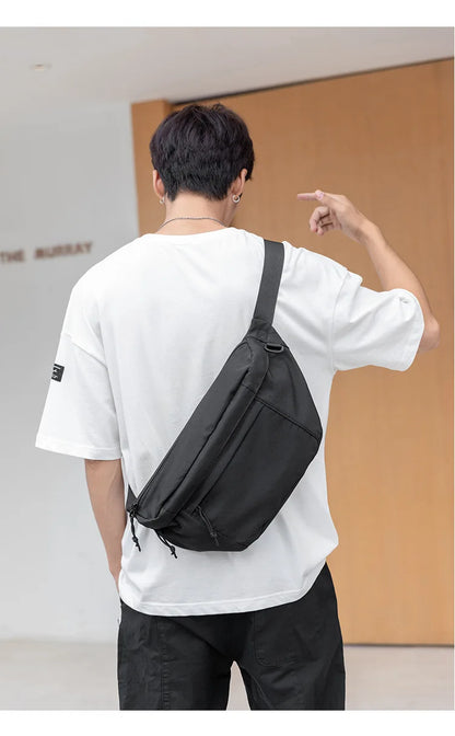 Men S Crossbody Large-Capacity Bag Waterproof Casual Simple Lightweight Waist Bag - Waterproof