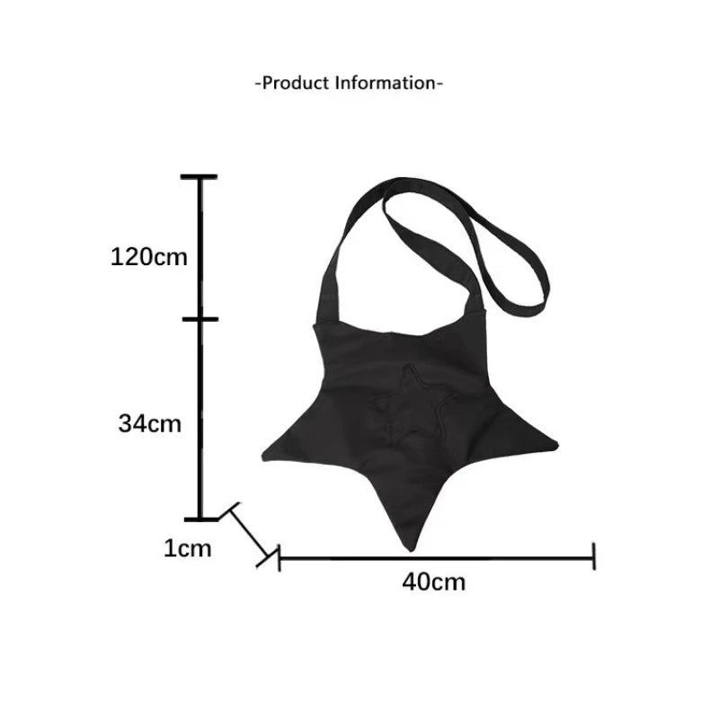 Y2k Star Shaped Tote Bag Women Cute Casual Soft Polyester Crossbody Shoulder Streetwear Harajuku