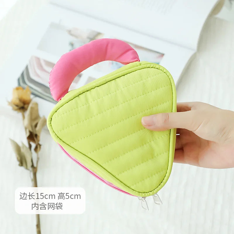 Vertical Stripe Color-Blocking Cosmetic Bag Large-Capacity Waterproof Polyester Storage Bag