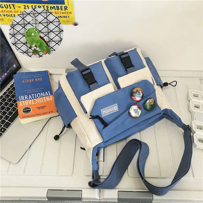 Waterproof Canvas Messenger Bag – Multi-Pocket Crossbody