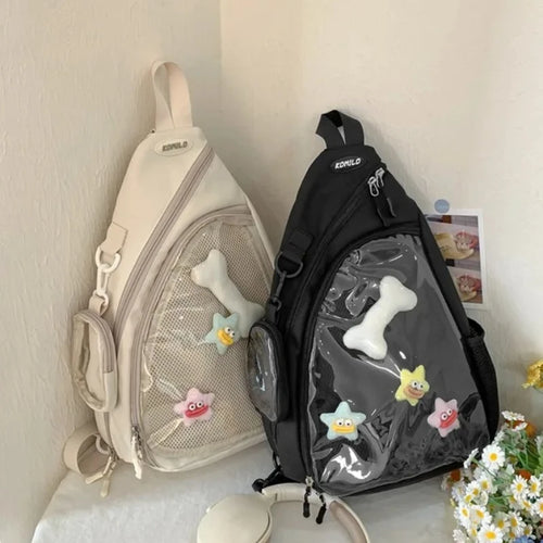 Casual Travel Transparent Zipper Shoulder Bag Vintage Women All Match Simple Ita Y2k Girls Crossbody