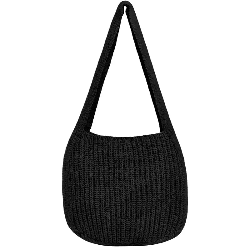 Solid Color Knitted Bag Versatile Underarm Shoulder Women