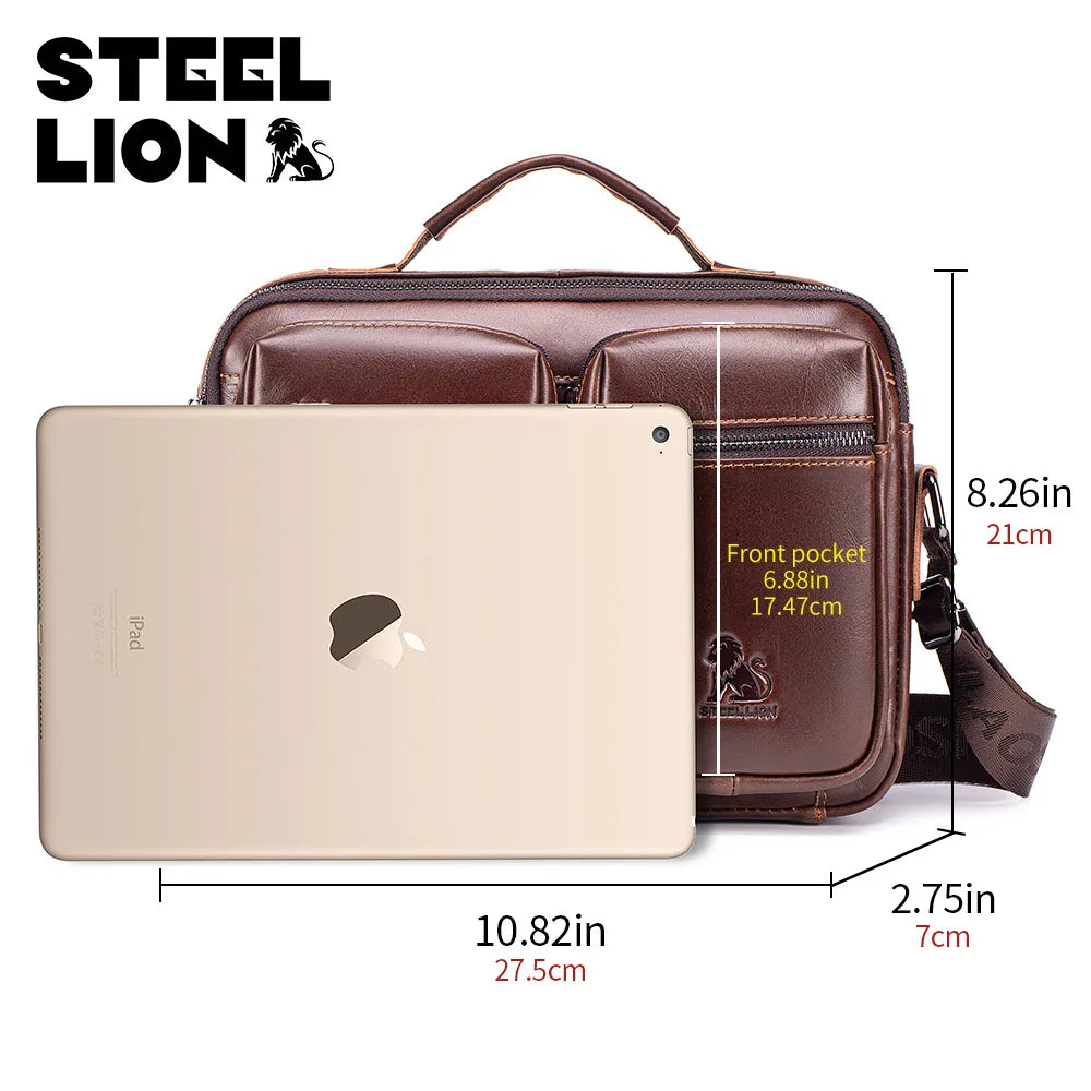 Leather Crossbody Bag Men Shoulder Large Capacity Multi-Function Hand Cross