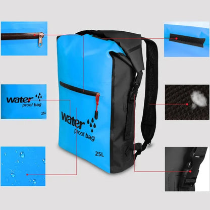 25l Waterproof Backpack Dry Travel Bag Swimming Rucksack Sports Canoeing Kayaking Rafting Hiking