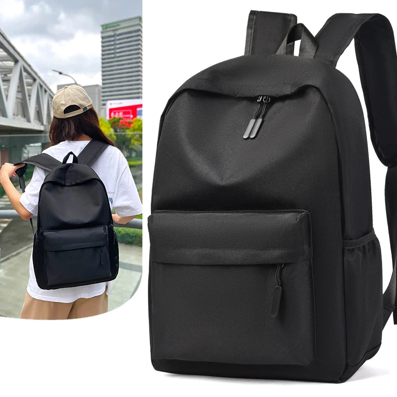 Large Capacity Minimalist Backpack School & Daily Use Solid Black