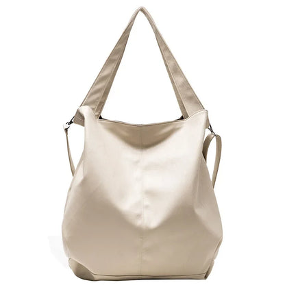 Retro Big Beach Tote Bag Casual Large Capacity Shoulder Crossbody Bags Shopper Pu Leather Handbags