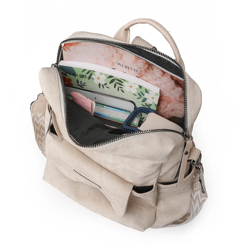 Women's Leather Backpack – Anti-Theft Multi-Pocket Travel Bag