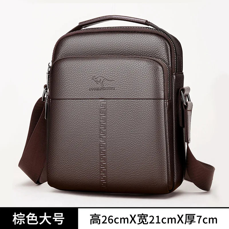 Men S Genuine Leather Single-Shoulder Layer Cowhide Crossbody Bag