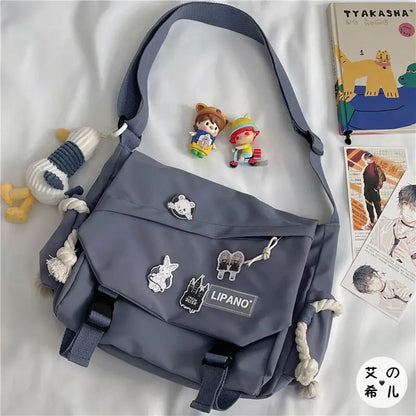 Harajuku Crossbody Messenger Bag – Large Capacity Student Shoulder Bag