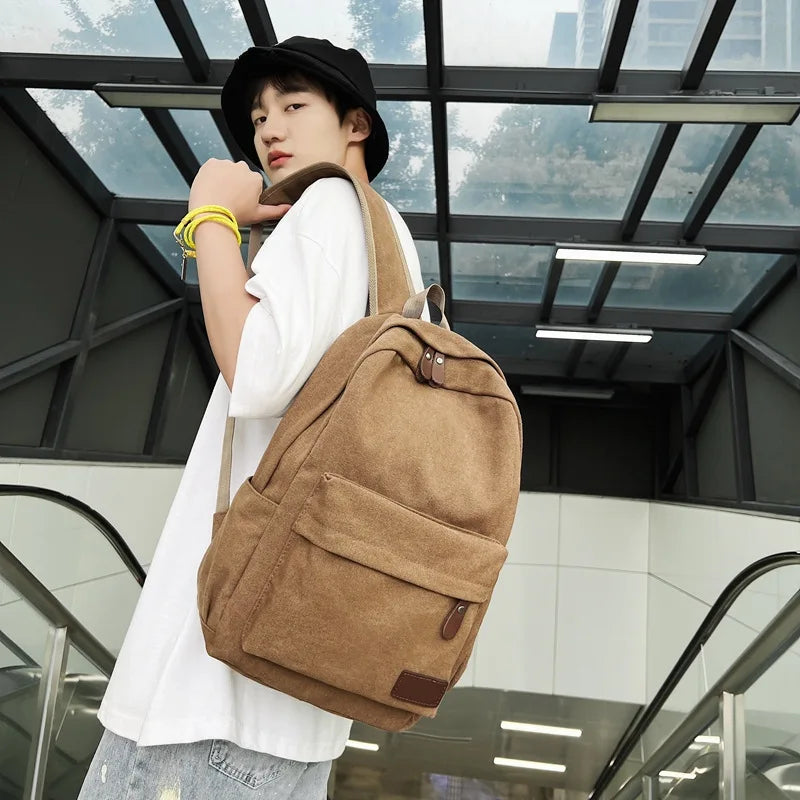 Casual Canvas Backpack Large-Capacity Computer Storage