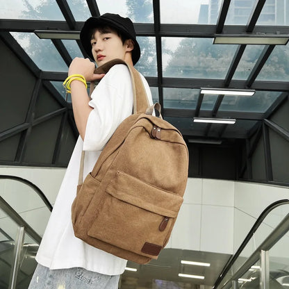 Casual Canvas Backpack Large-Capacity Computer Storage