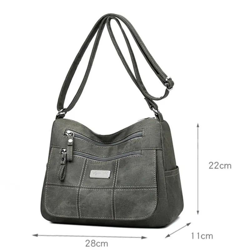 Crossbody Messenger Bag – Vintage Multi-Pocket Shoulder Bag for Women