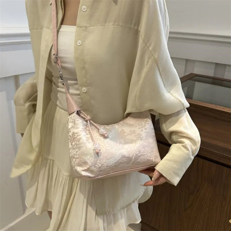 Floral Embroidered Tote Bag – Women's Large Capacity Shoulder Bag