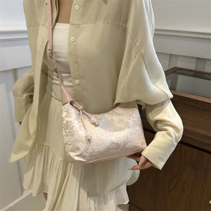 Floral Embroidered Tote Bag – Women's Large Capacity Shoulder Bag