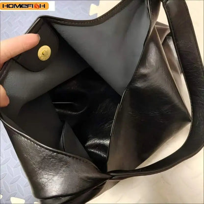 Retro Simple Large Women Tote Shoulder Bag Lightweight Daily Handbag Multi Pocket Shopping Work