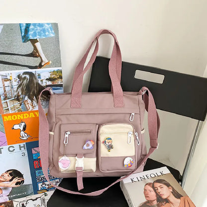 Waterproof Tote Bag for Women – Nylon Canvas Shoulder & Crossbody Handbag