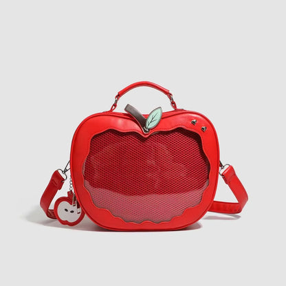 Apple-Shaped Ita Crossbody Bag – Transparent Window Shoulder Bag for Women